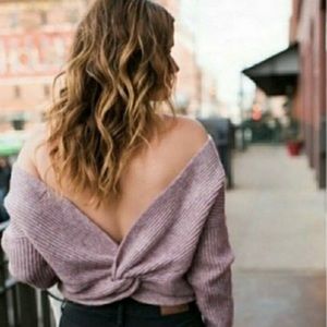 Anthropologie Angel Of The North Gabriele Twist Open Back Sweater Pink Mauve S